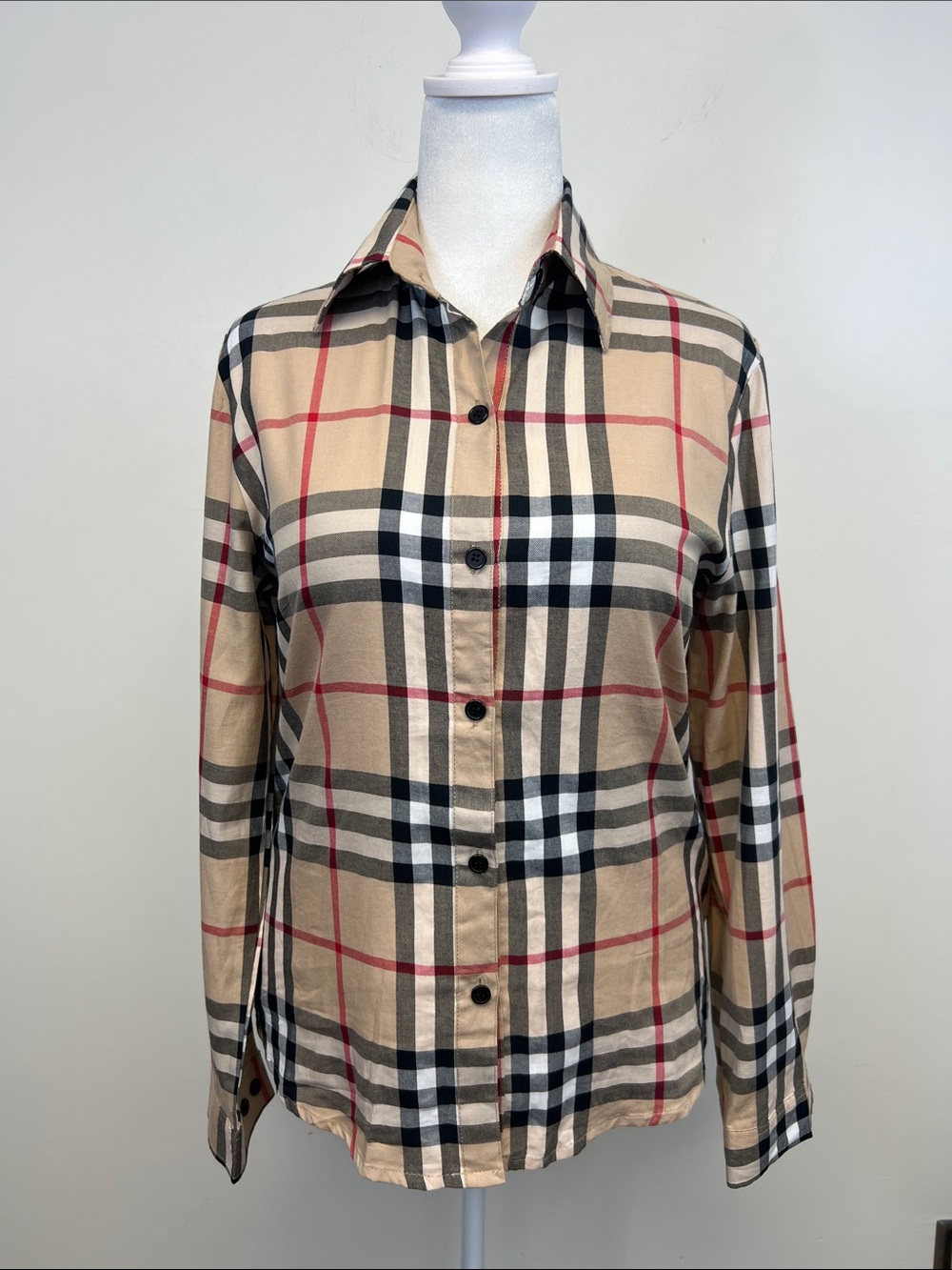 ZYRA Women's Tan Black Red Nova Check Button Down Shirt Size L/XL